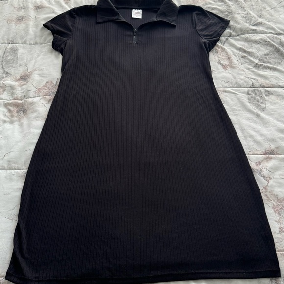 No Boundaries Junior black ribbed 1/4 zip collared bodycon mini dress, size XL - Picture 6 of 14